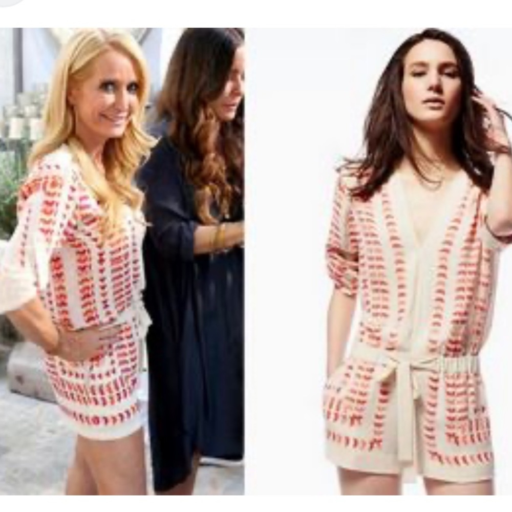 BCBG printed tie front romper